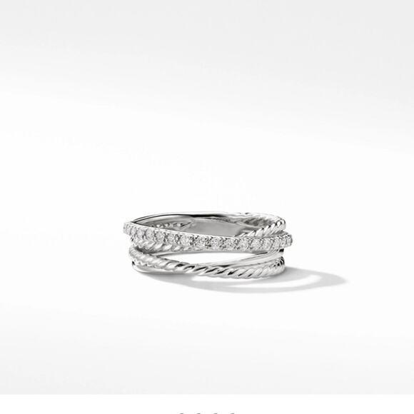 David Yurman Sterling Diamond Crossover Set Ring Size 6 - Picture 9 of 10